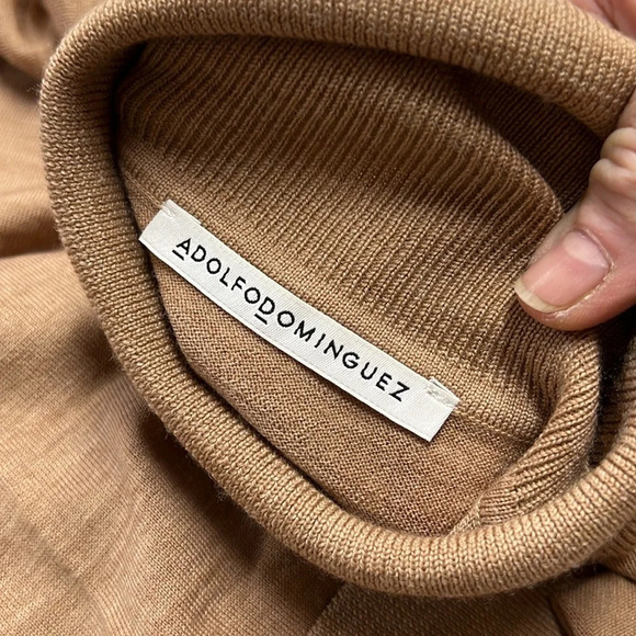 Men’s Adolfo Dominguez Tan Merino Wool Turtleneck Sweater Size Large - Picture 10 of 11